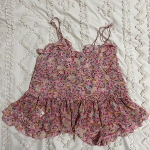 Lush Pink Floral Ruffle Camisole